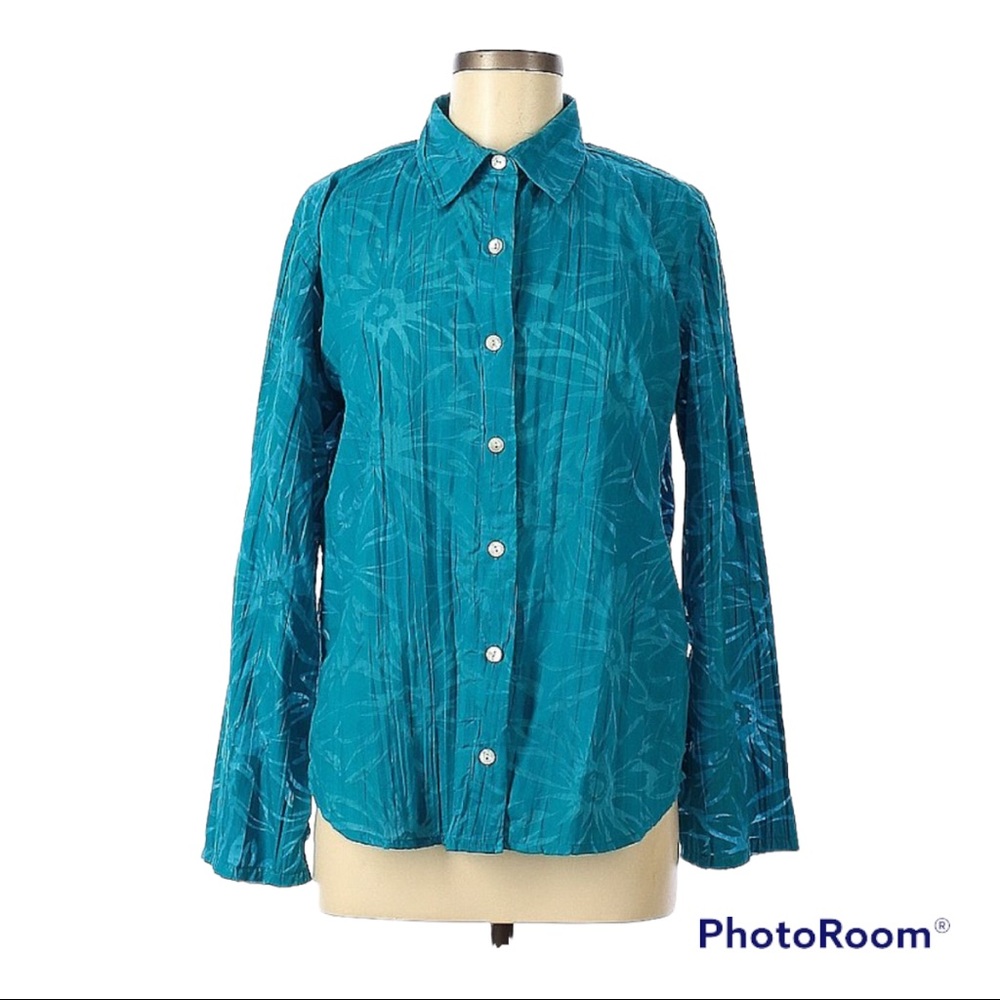 Additions By Chico's Long Sleeve Blouse Botton Down Size Med (1)